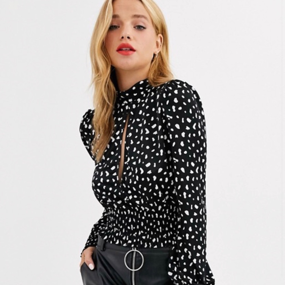 ASOS DESIGN Keyhole Slinky Top in Polka Dot | NWT